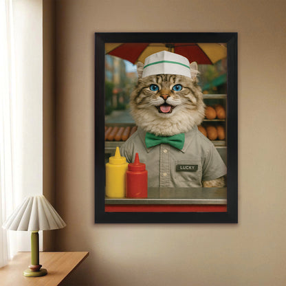 Custom Photo Hot Cat Canvas Framed Wall Art  Gift For Cat Lovers