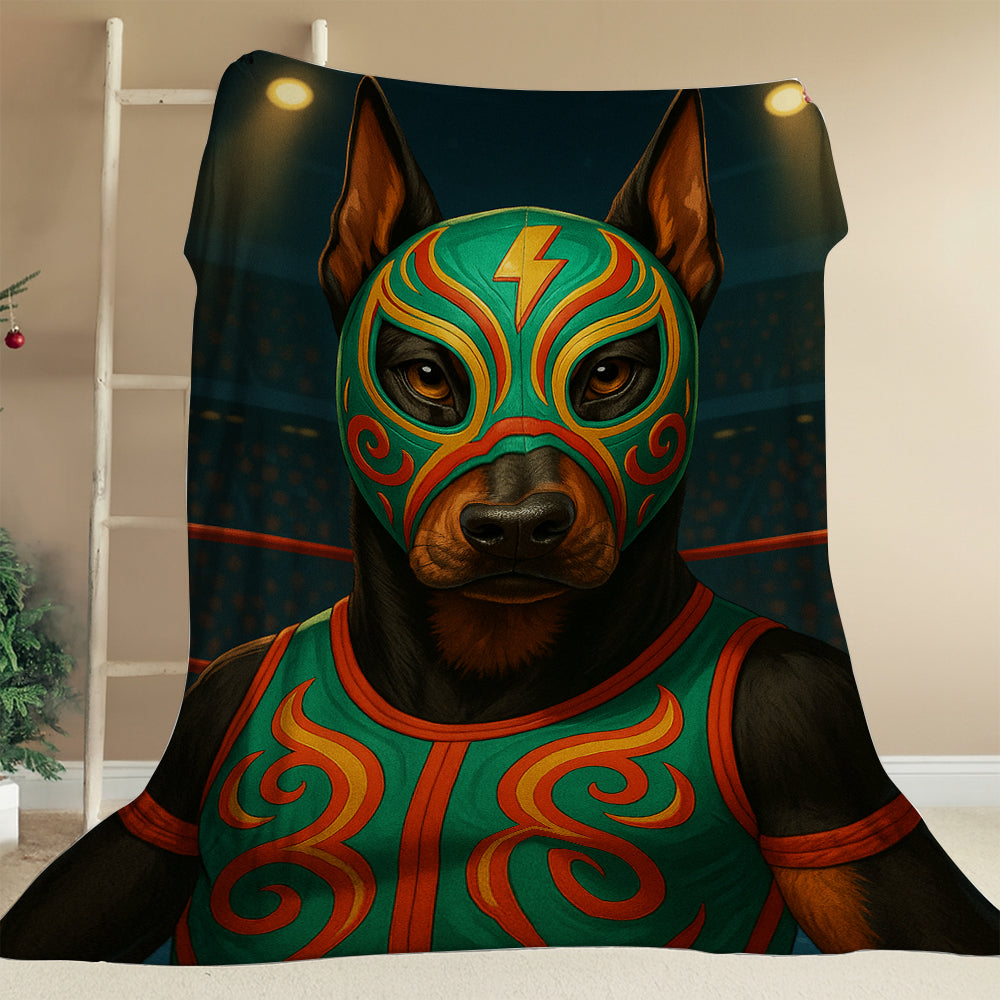 Custom Photo Lucha Libre Wrestler Mask Dog BlanketGift For Dog Lovers