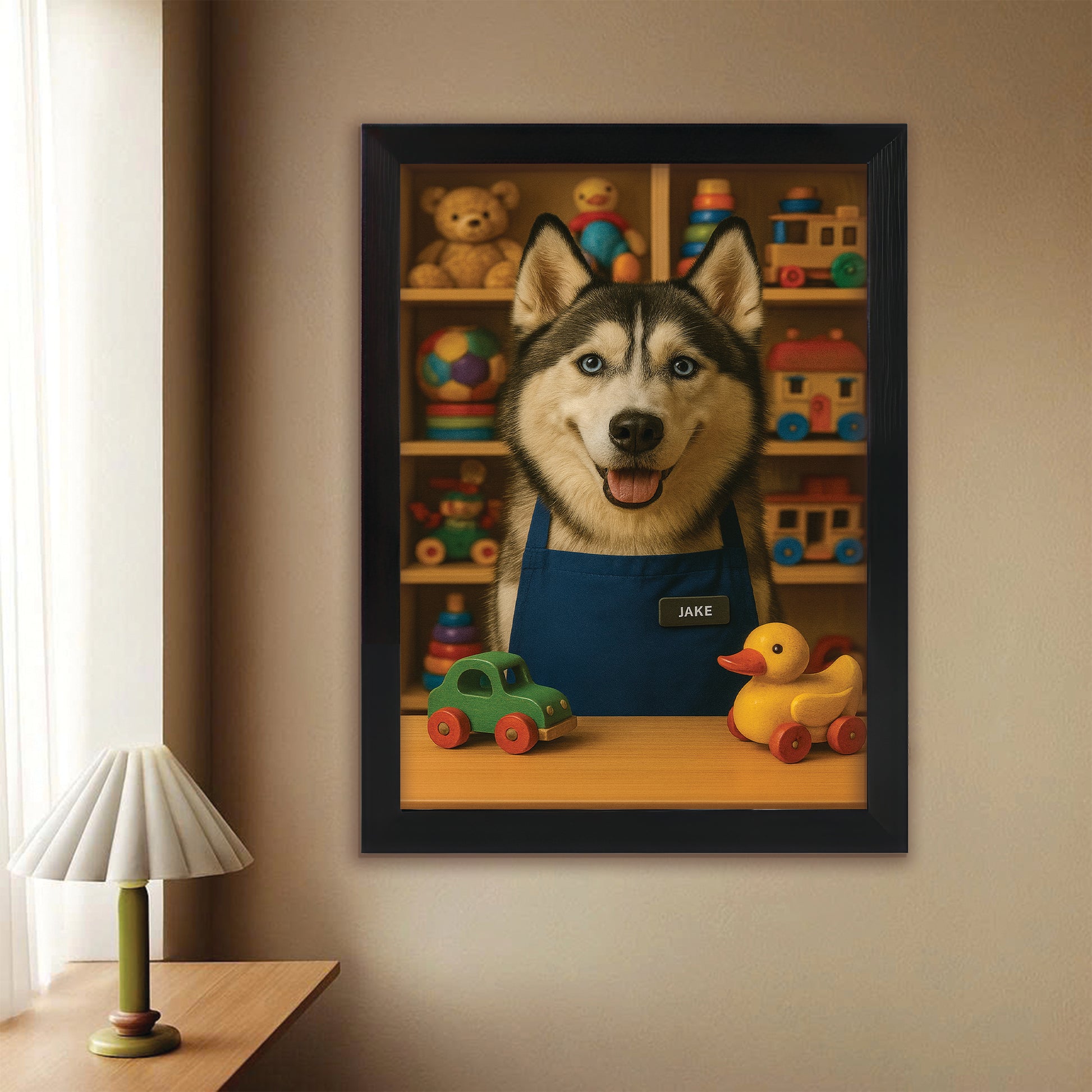 Custom Photo Toy Store Dog Canvas Framed Wall Art Gift For Dog Lovers