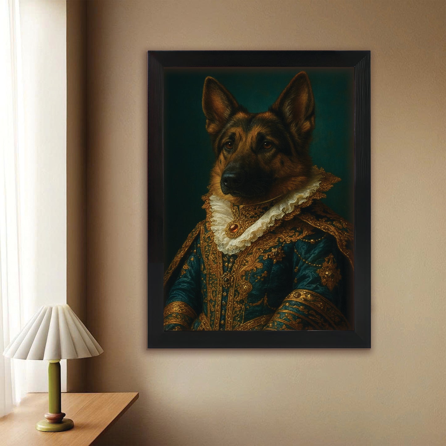 Custom Photo Dog Royal Style 4 Canvas Framed Wall Art Gift For Dog Lovers