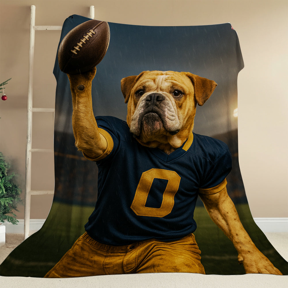 Custom Photo Football Player BlanketGift For Dog Lovers