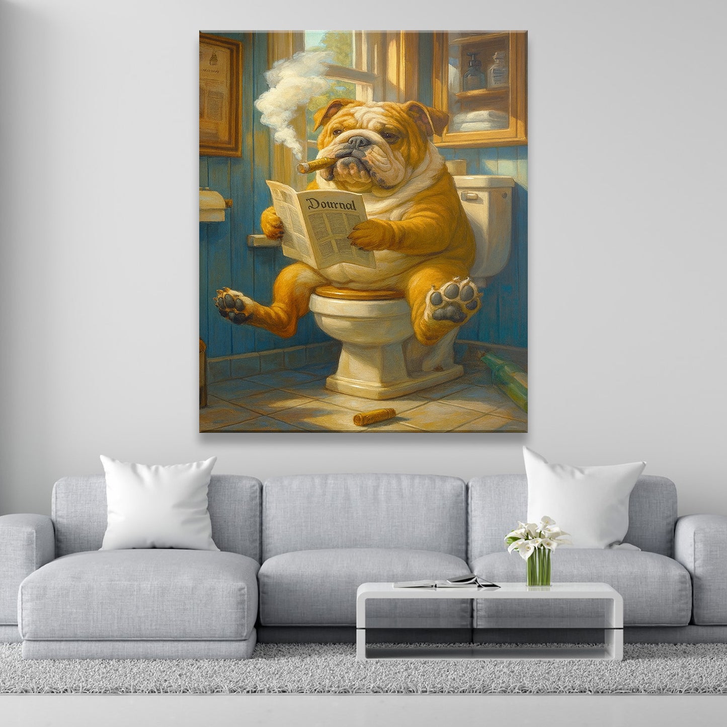 Custom Photo Dog Bathroom Style 12 Canvas Gift For Dog Lovers