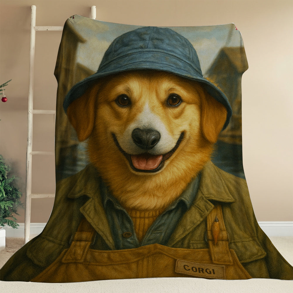 Custom Photo Fisherman Dog BlanketGift For Dog Lovers