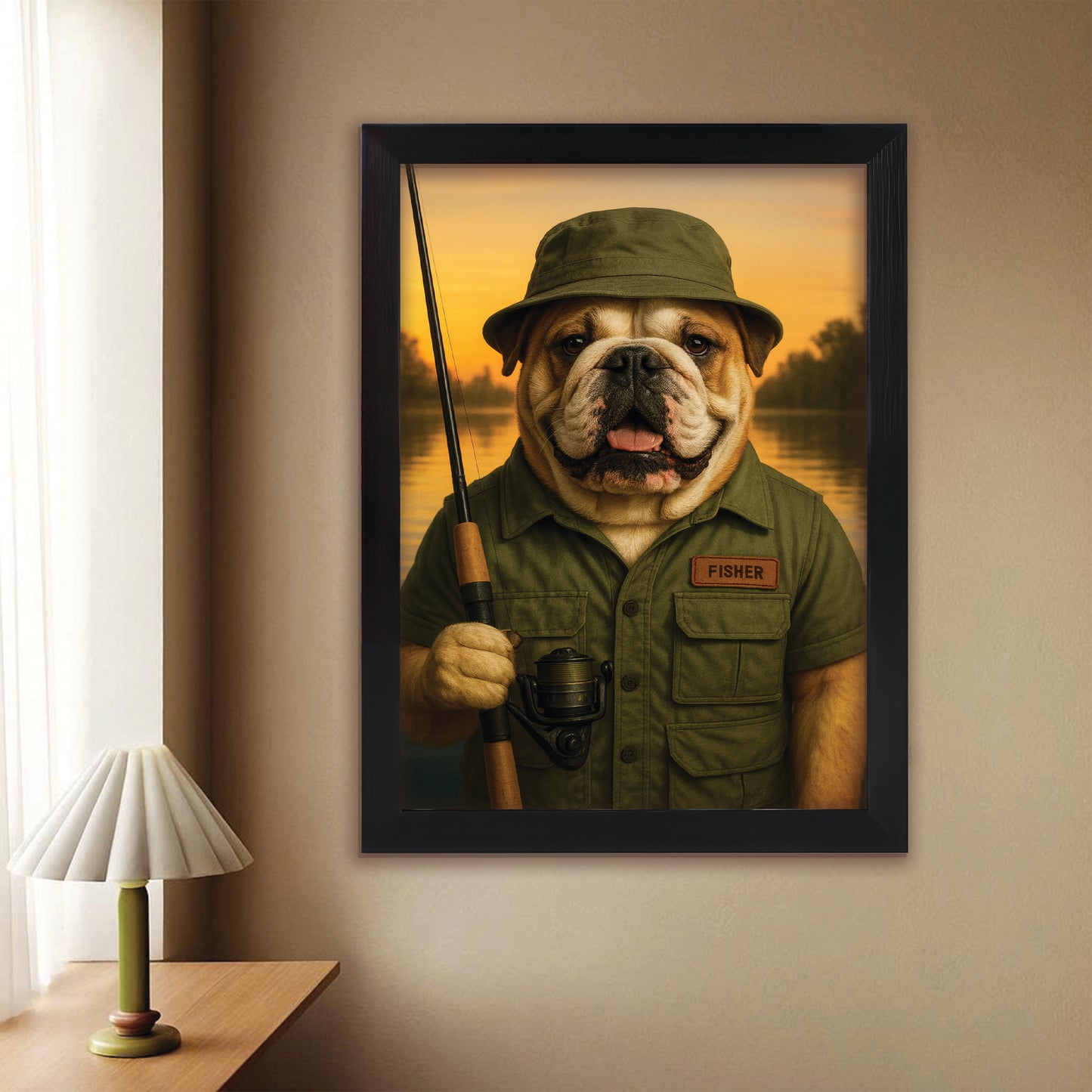 Custom Photo Fisher Dog Canvas Framed Wall Art Gift For Dog Lovers