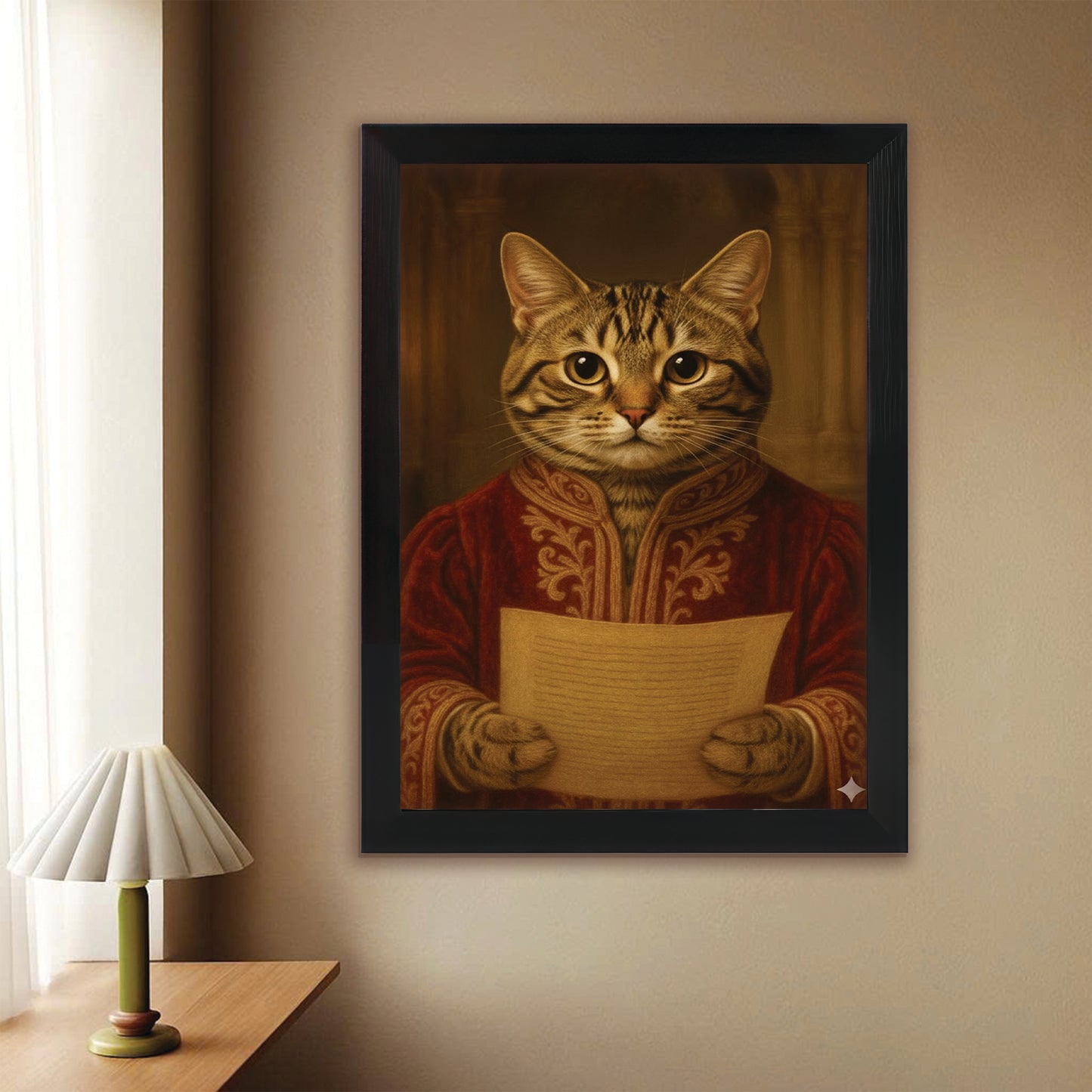 Custom Photo Cat Royal Style 06 Canvas Framed Wall Art Gift For Cat Lovers