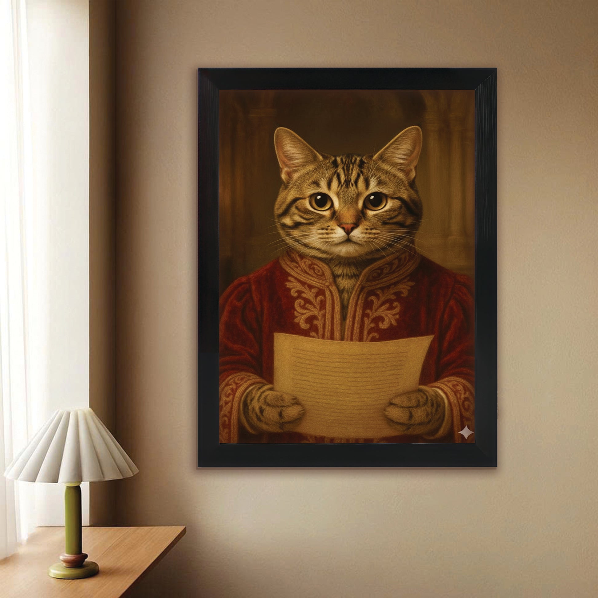 Custom Photo Cat Royal Style 06 Canvas Framed Wall Art Gift For Cat Lovers