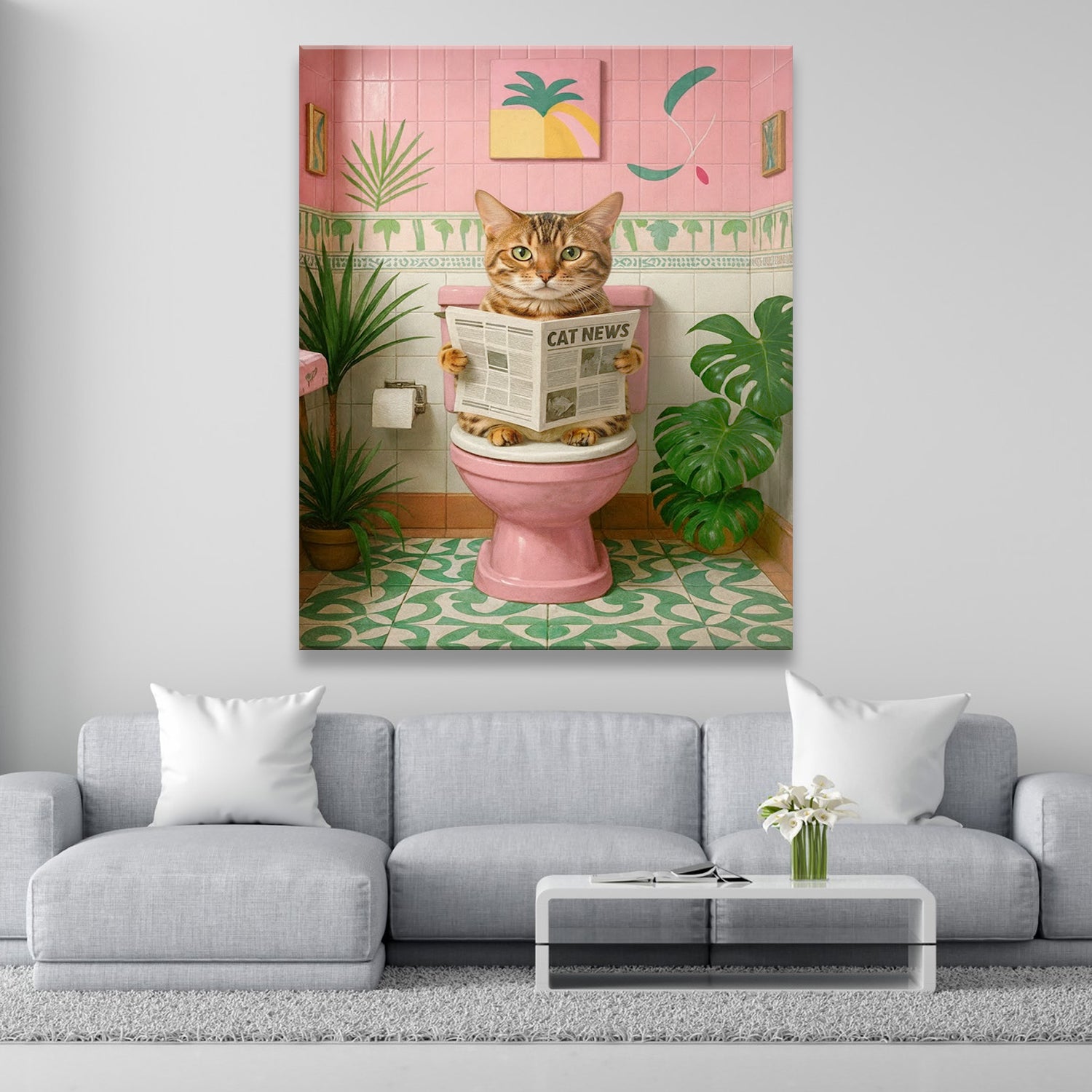 Custom Photo Cat Bathroom Style 10 Canvas Gift For Cat Lovers