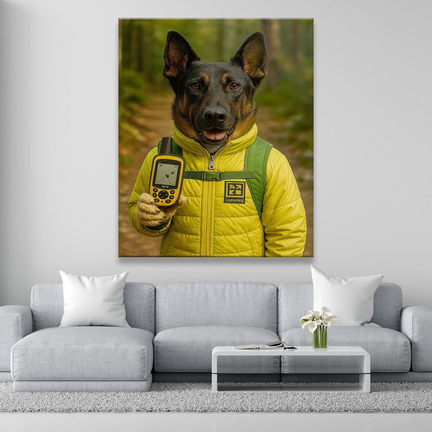 Custom Photo Geocaching Gps Adventure Dog Canvas Gift For Dog Lovers