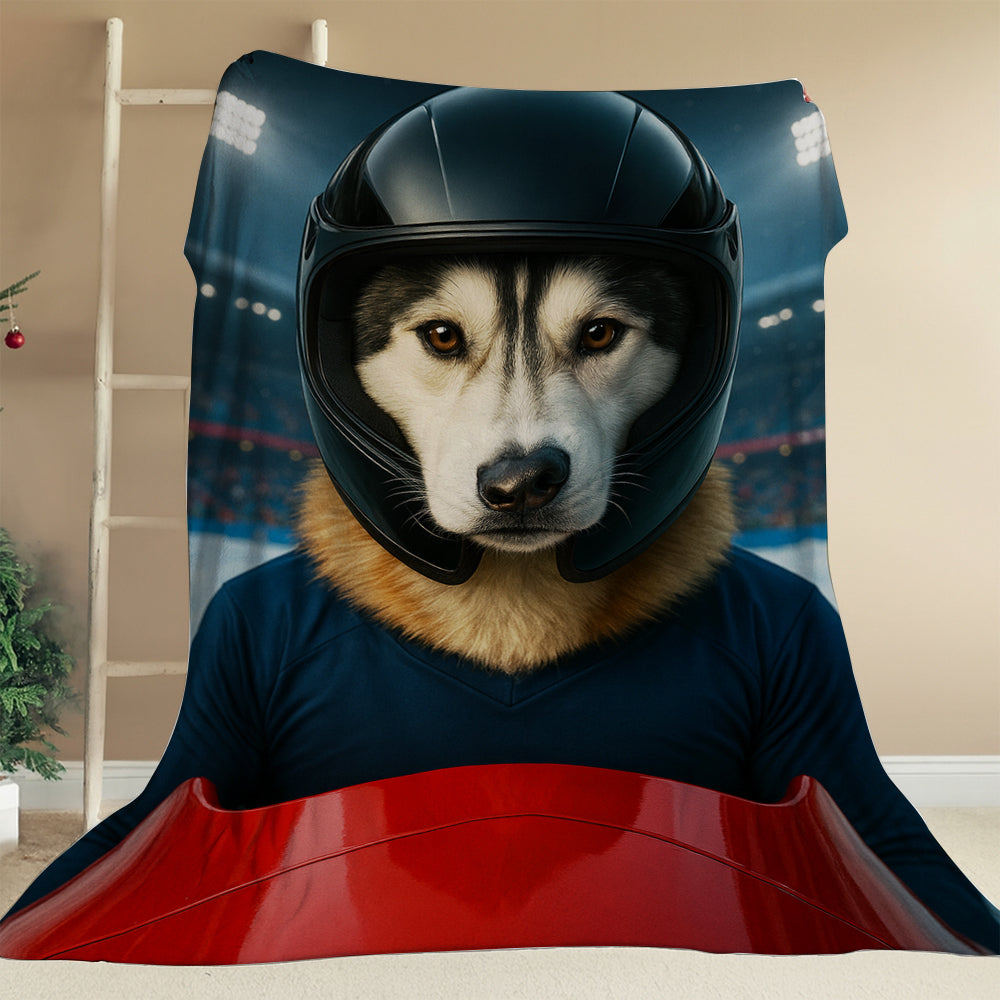 Custom Photo Bobsled Winter Race Dog BlanketGift For Dog Lovers