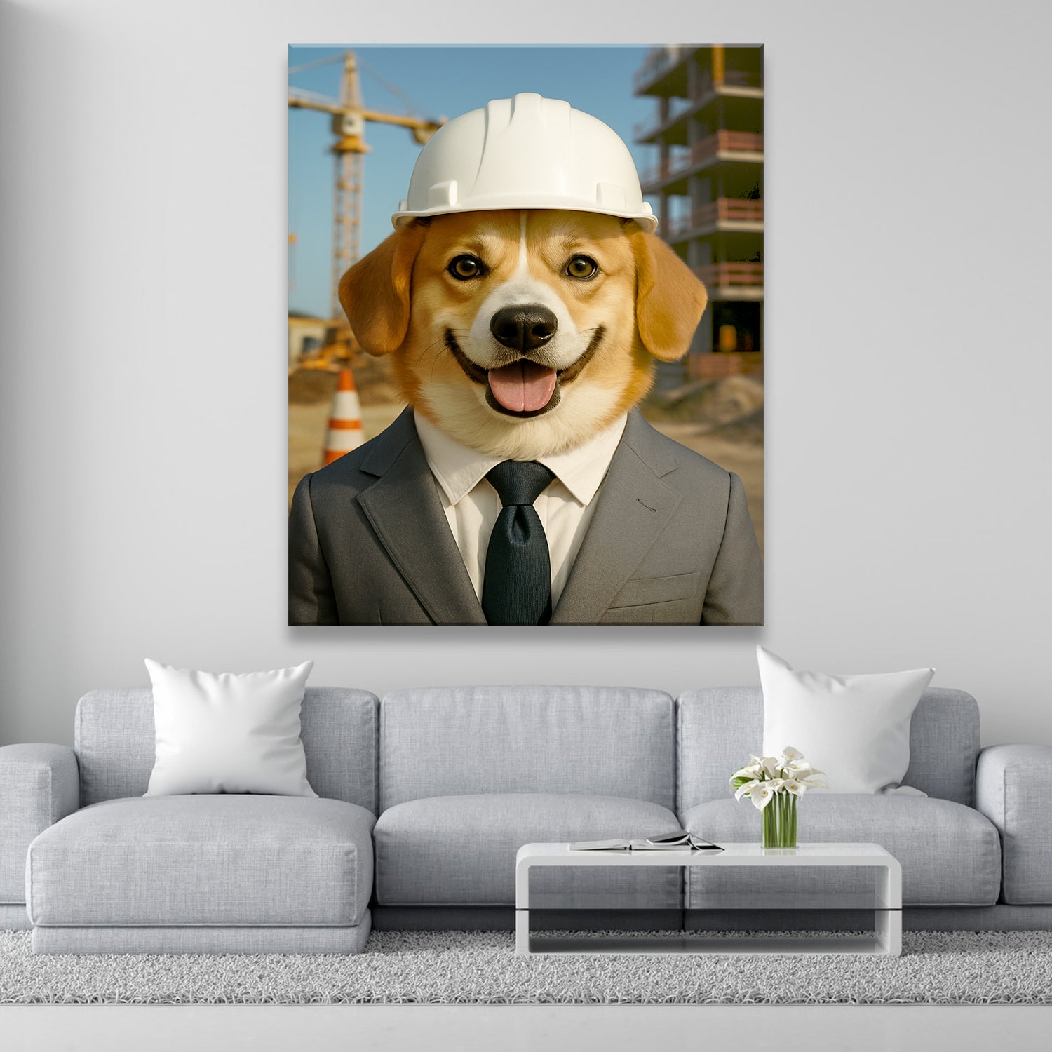 Custom Photo Engineer Construction Dog Canvas Gift For Dog Lovers