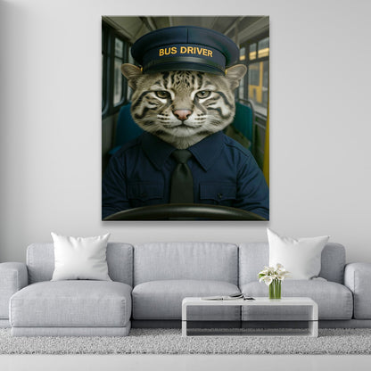 Custom Photo Bus Driver Cat Canvas Gift For Cat Lovers