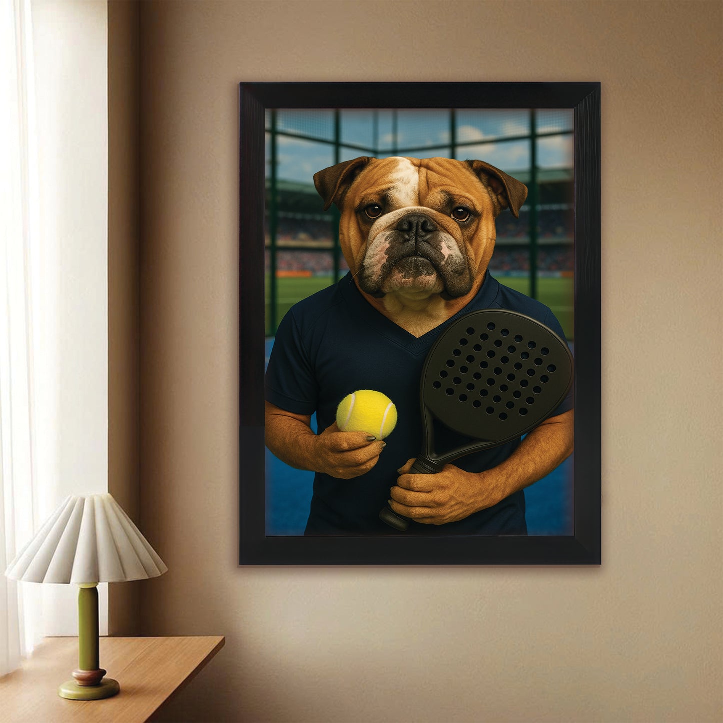 Custom Photo Paddle Player Dog Canvas Framed Wall Art Gift For Dog Lovers
