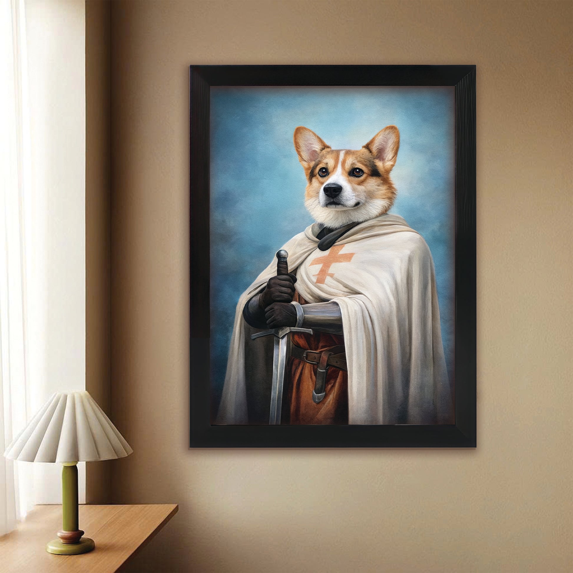 Custom Photo Priest Dog Canvas Framed Wall Art Gift For Dog Lovers