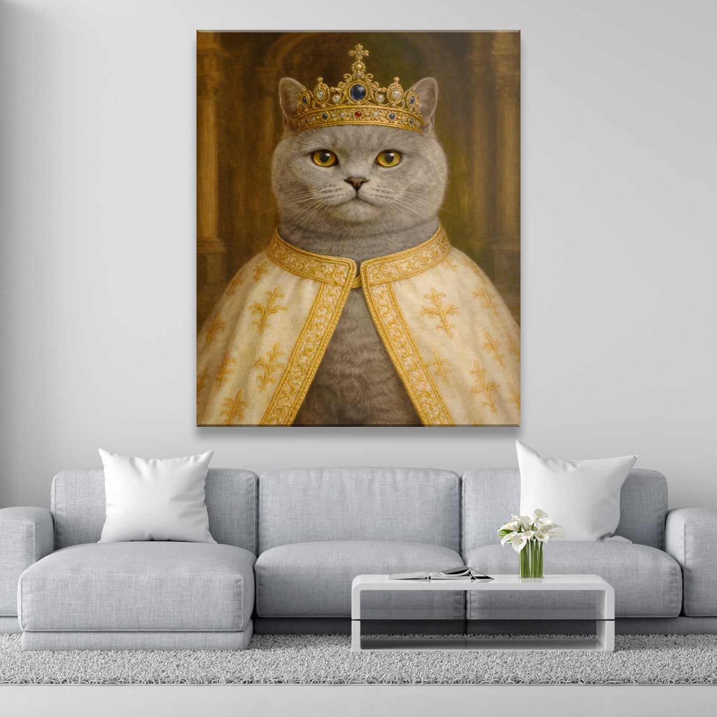Custom Photo Cat Royal Style 07 Canvas Gift For Cat Lovers