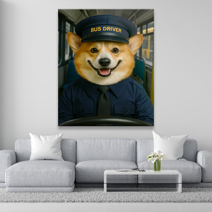 Custom Photo Bus Driver Dog Canvas Gift For Dog Lovers