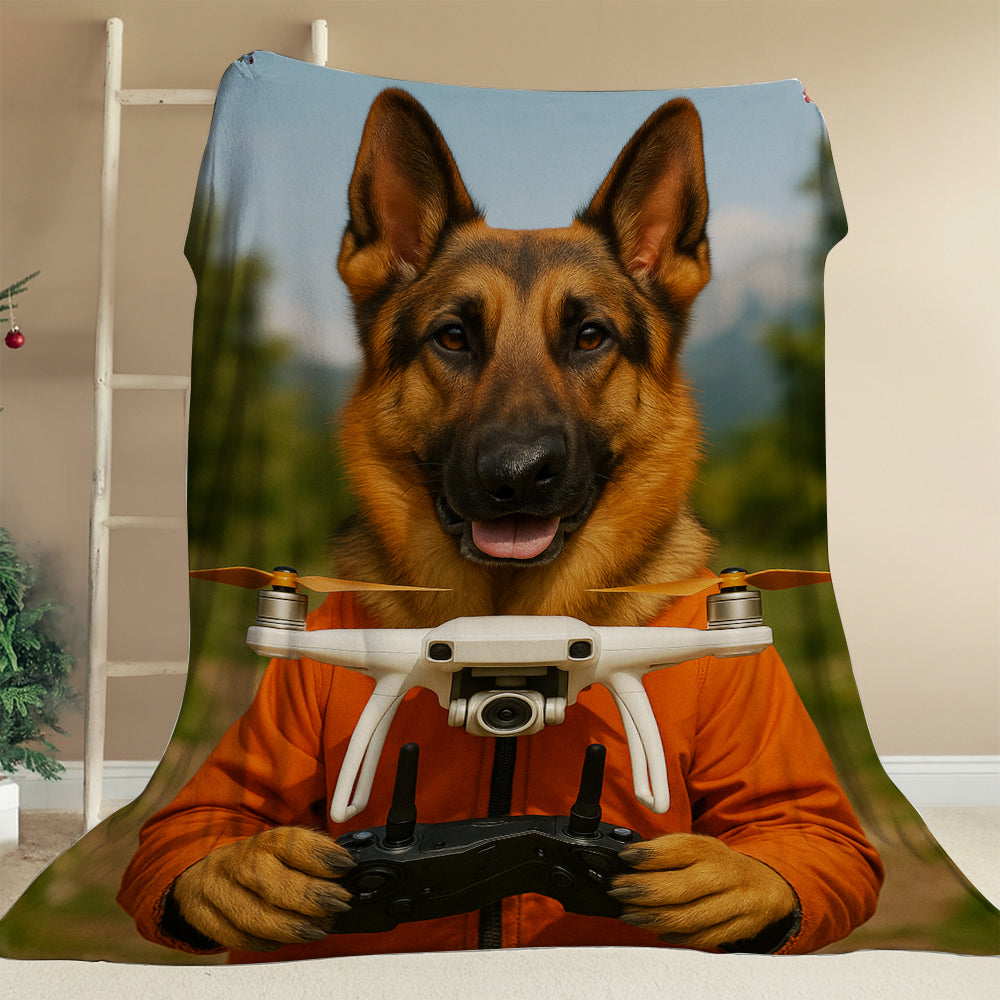 Custom Photo Drone Pilot Dog BlanketGift For Dog Lovers