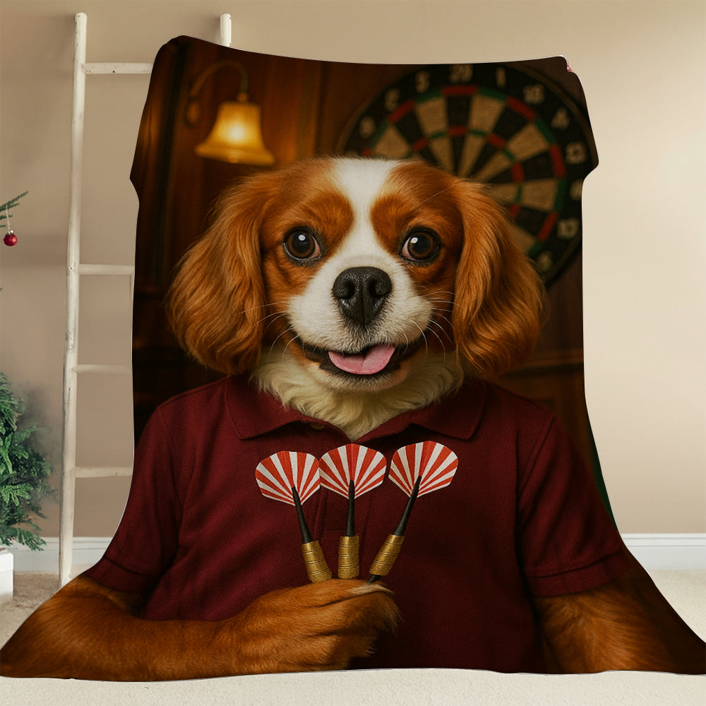 Custom Photo Dart Player Dog BlanketGift For Dog Lovers