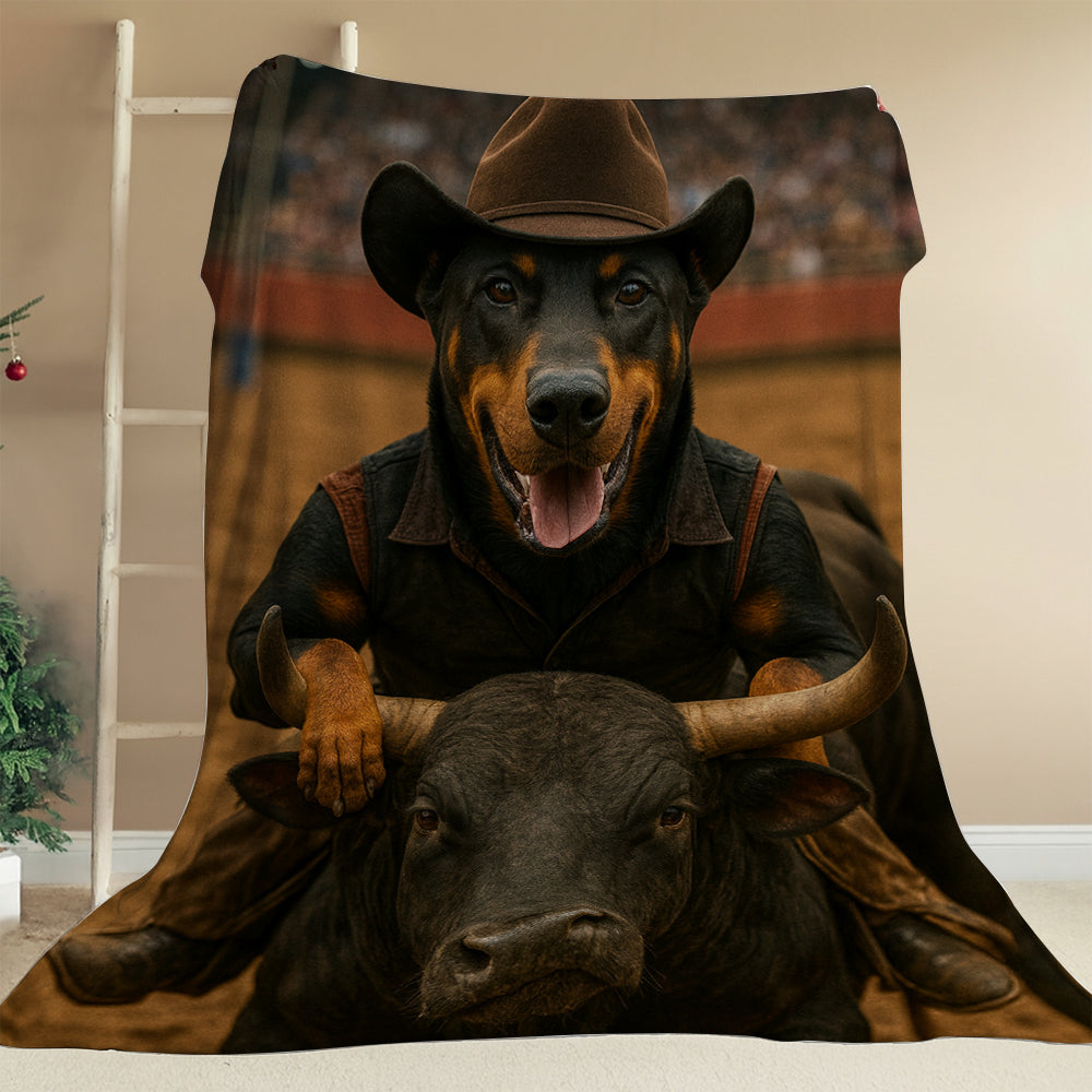 Custom Photo Bull Rider Cowboy Dog BlanketGift For Dog Lovers