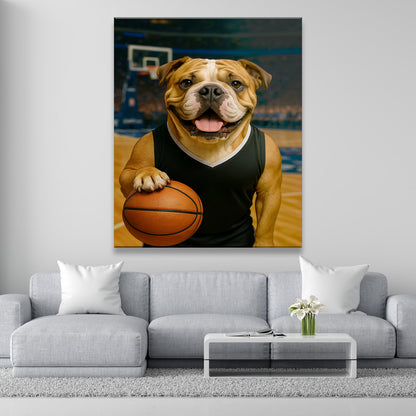Custom Photo Basketball Player Dog Canvas Gift For Dog Lovers
