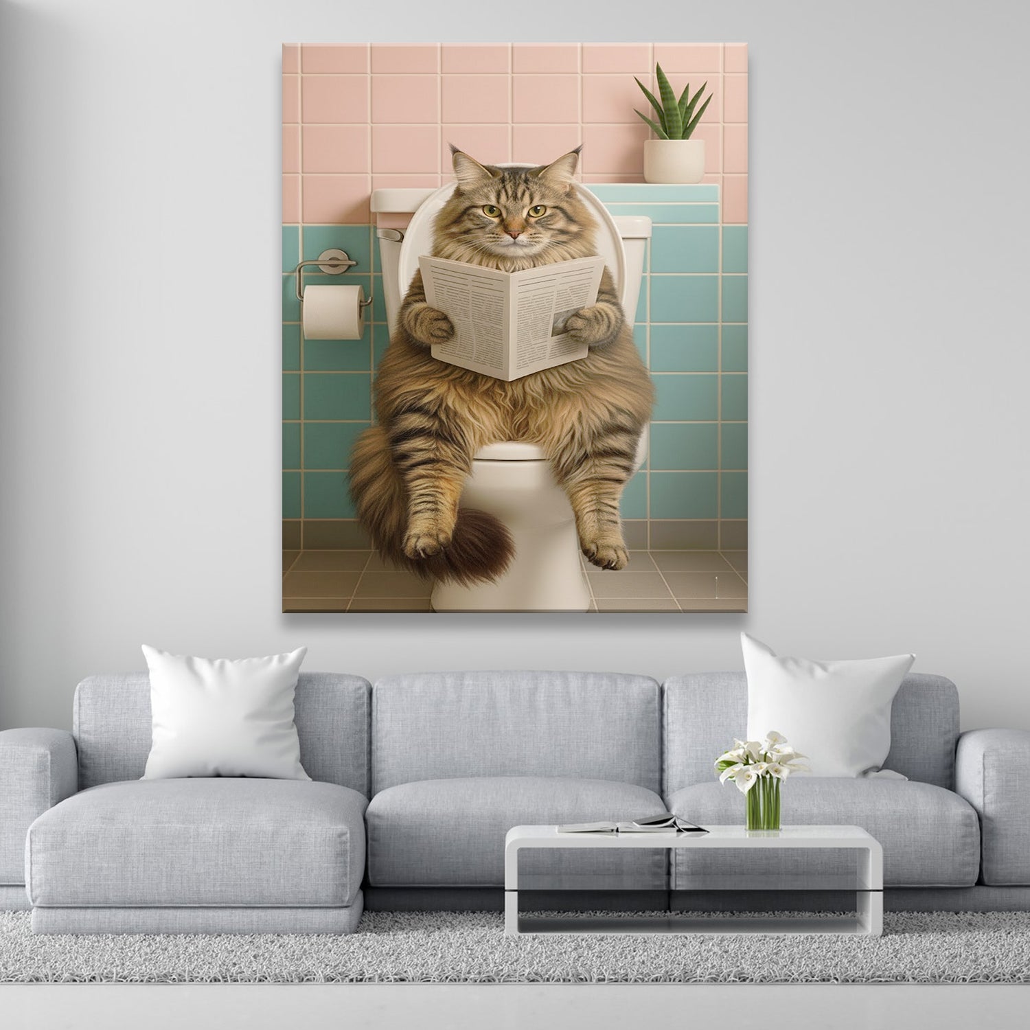 Custom Photo Cat Bathroom Style 8 Canvas Gift For Cat Lovers