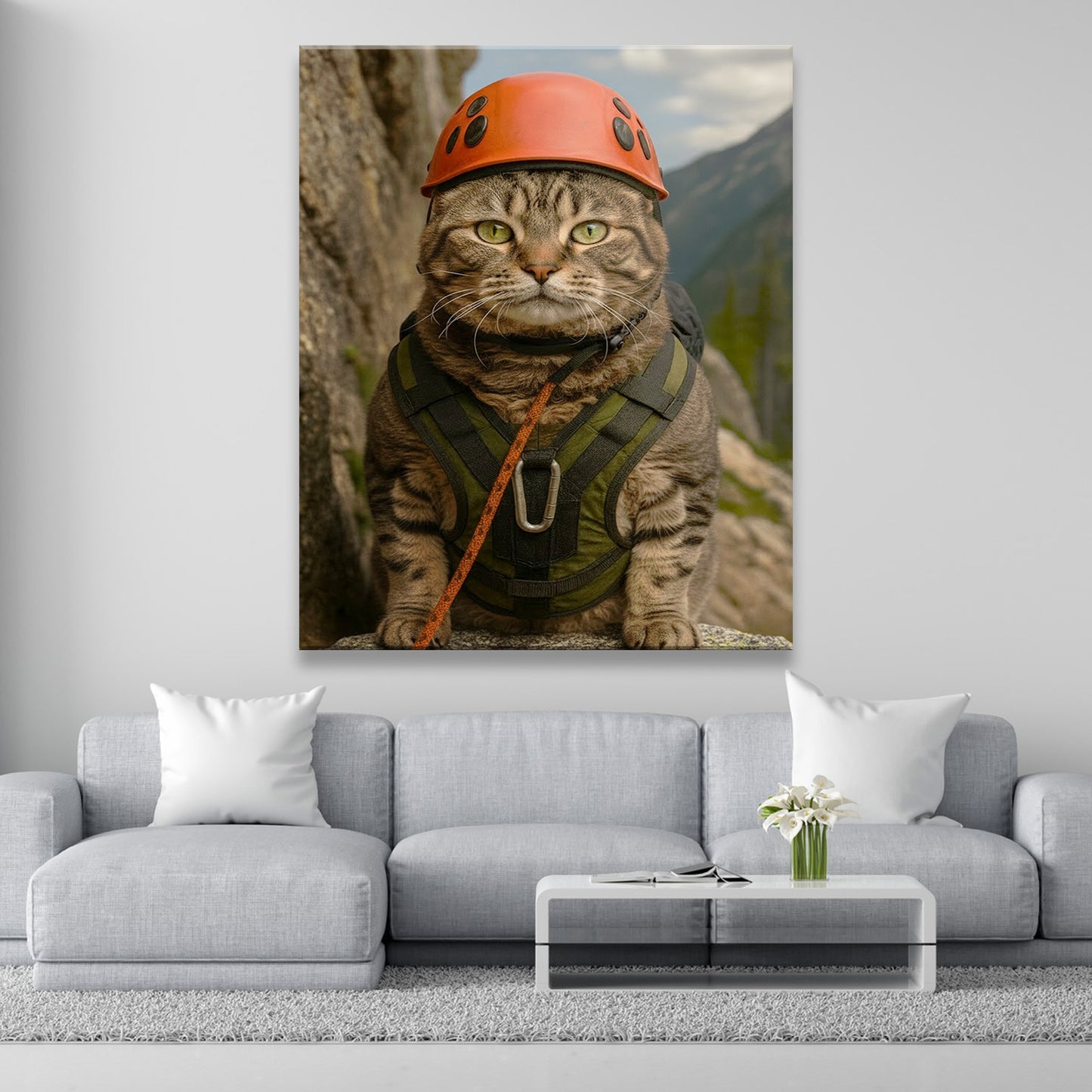 Custom Photo Rock Climber Cat Canvas Gift For Cat Lover