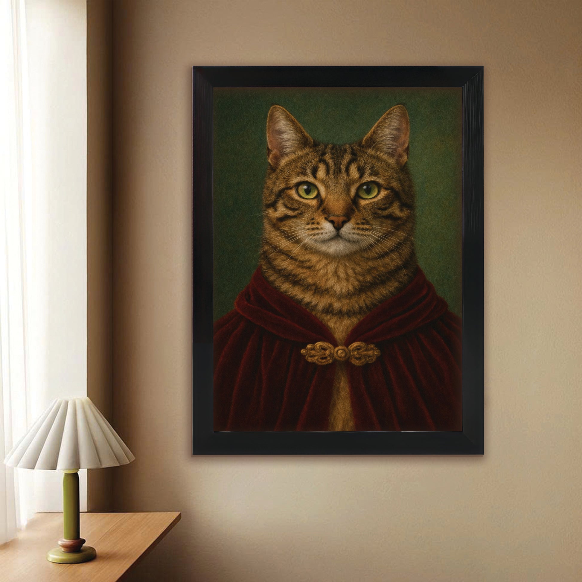 Custom Photo Cat Royal Style 08 Canvas Framed Wall Art Gift For Cat Lovers
