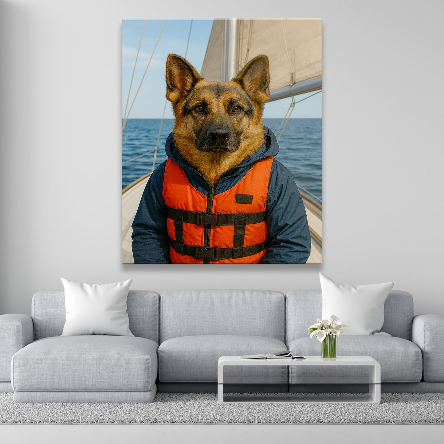 Custom Photo Sailor Dog Canvas Gift For Dog Lovers