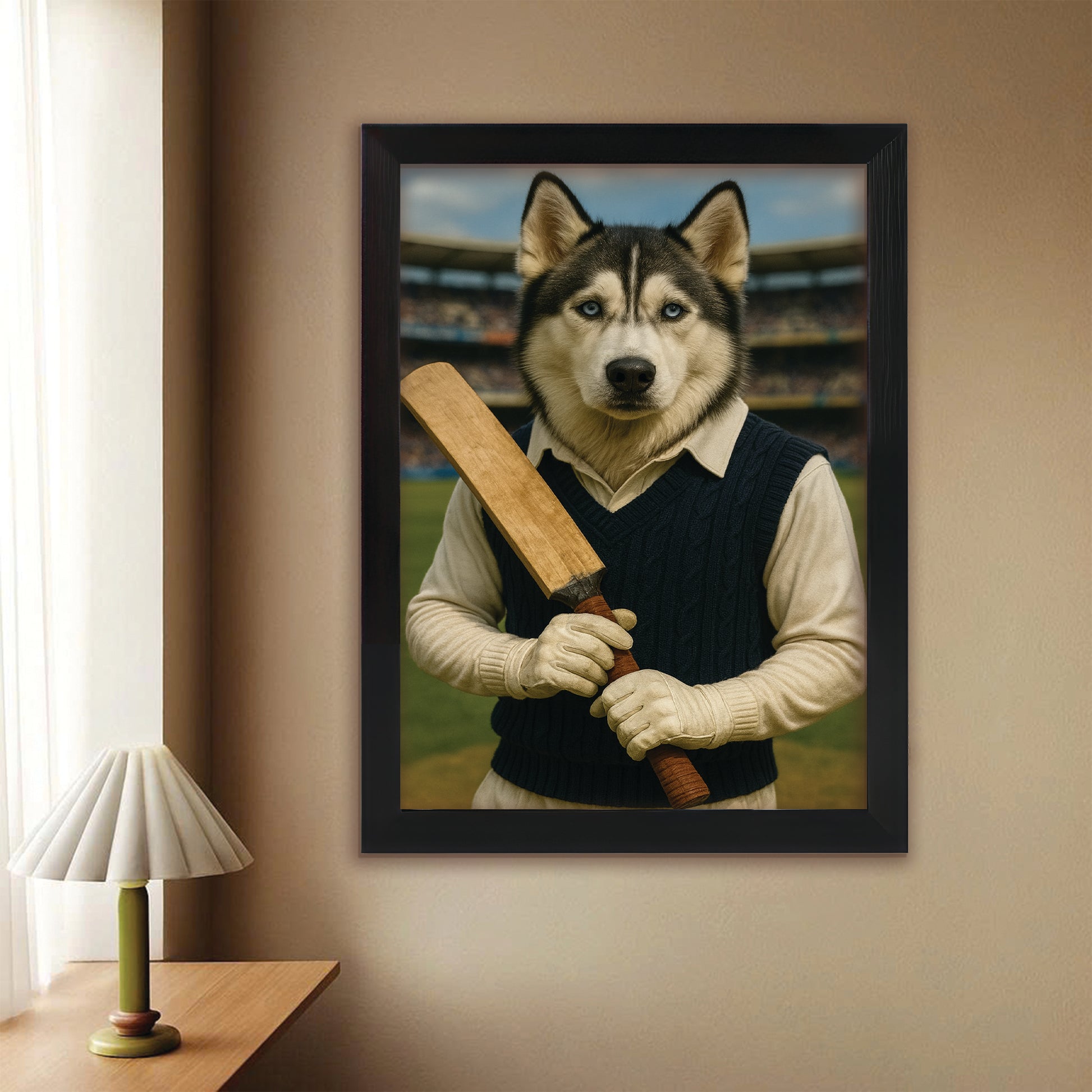 Custom Photo Cricket Dog Canvas Framed Wall Art Gift For Dog Lovers