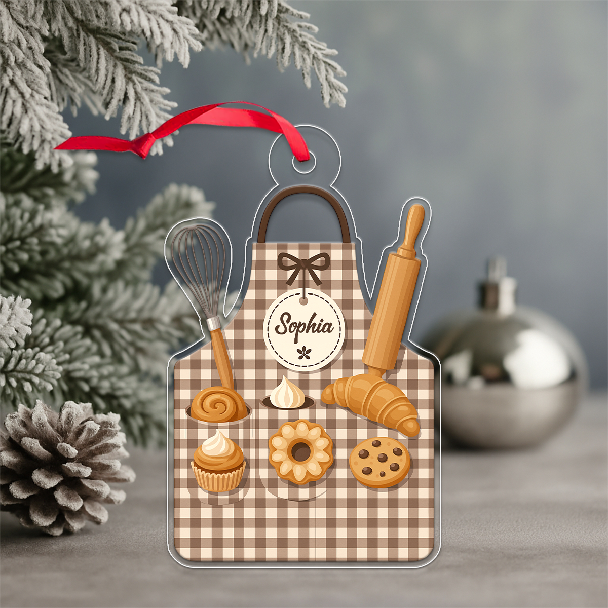 Custom Name Apron For Bakers Acrylic Ornament Christmas Gift