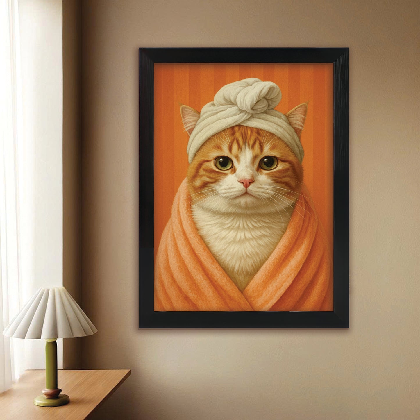 Custom Photo Cat Bathroom Style 17 Canvas Framed Wall Art Gift For Cat Lovers