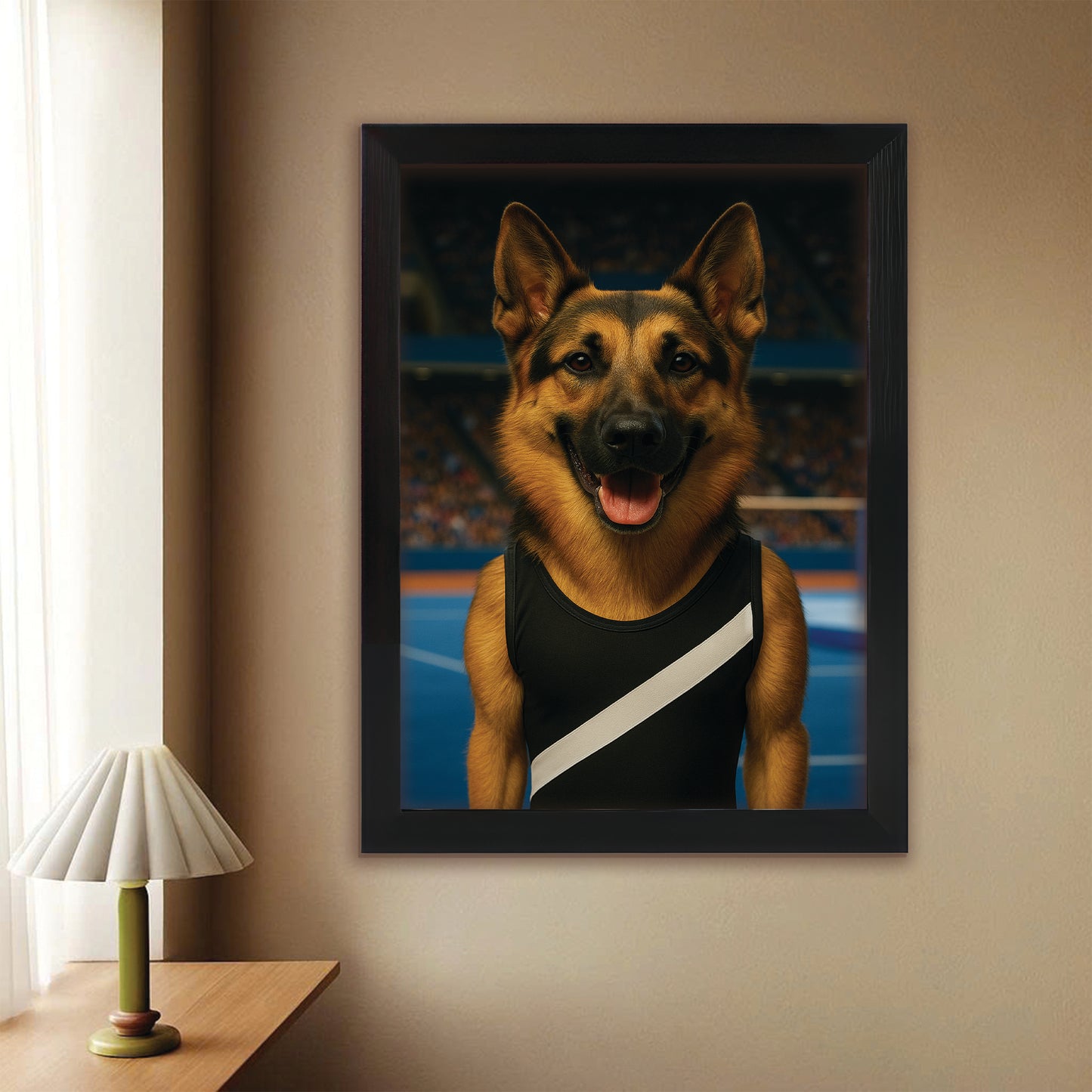 Custom Photo Gymnast Dog Canvas Framed Wall Art Gift For Dog Lovers