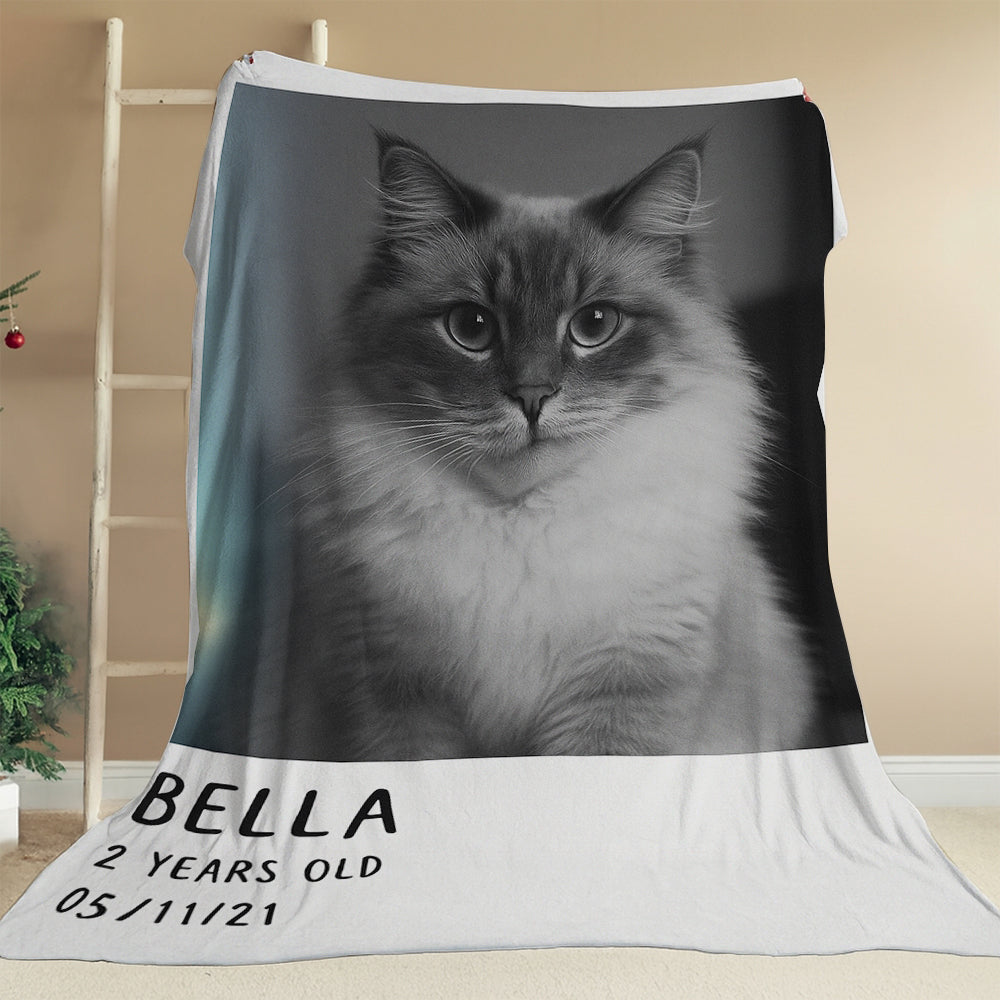 Custom Photo Polaroid Film Blanket Gift For Cat Lovers
