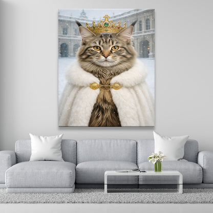 Custom Photo Royal Winter Queen Cat Canvas Gift For Cat Lovers