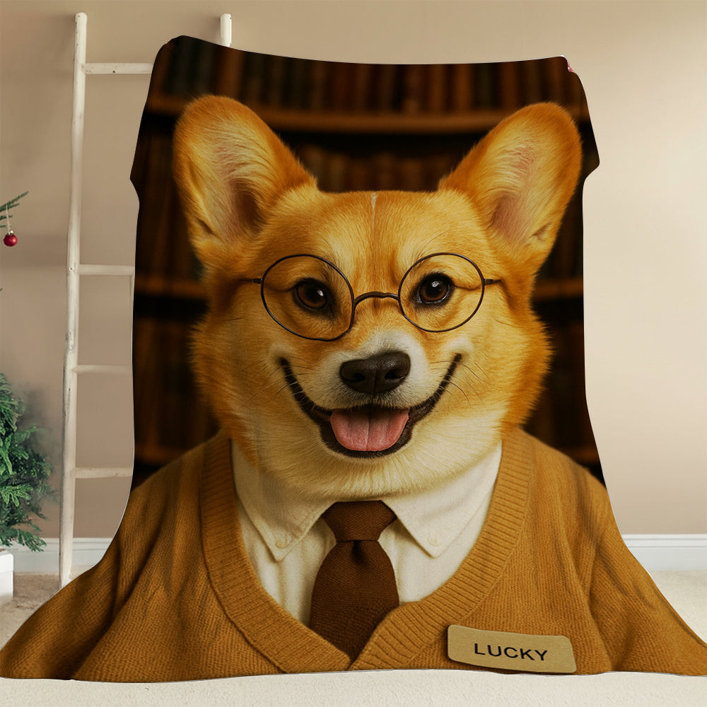 Custom Photo Librarian Book Lover Dog BlanketGift For Dog Lovers