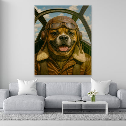 Custom Photo Pilot Dog Canvas Gift For Dog Lover