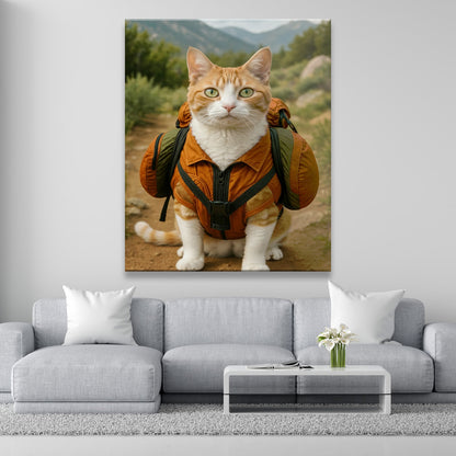 Custom Photo Backpacking Hiking Cat Canvas Gift For Cat Lovers
