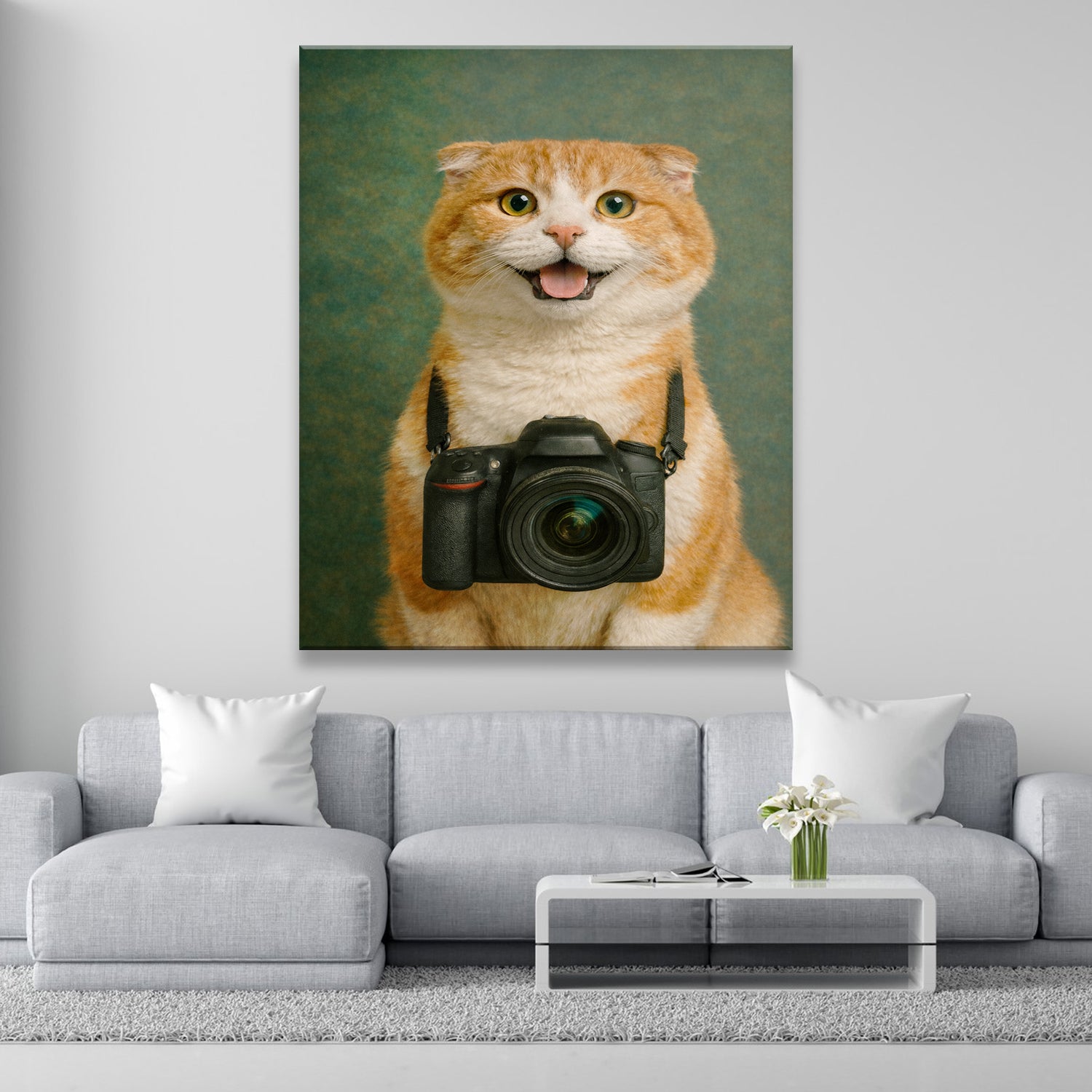 Custom Photo Photographer Cat Canvas Gift For Cat Lovers