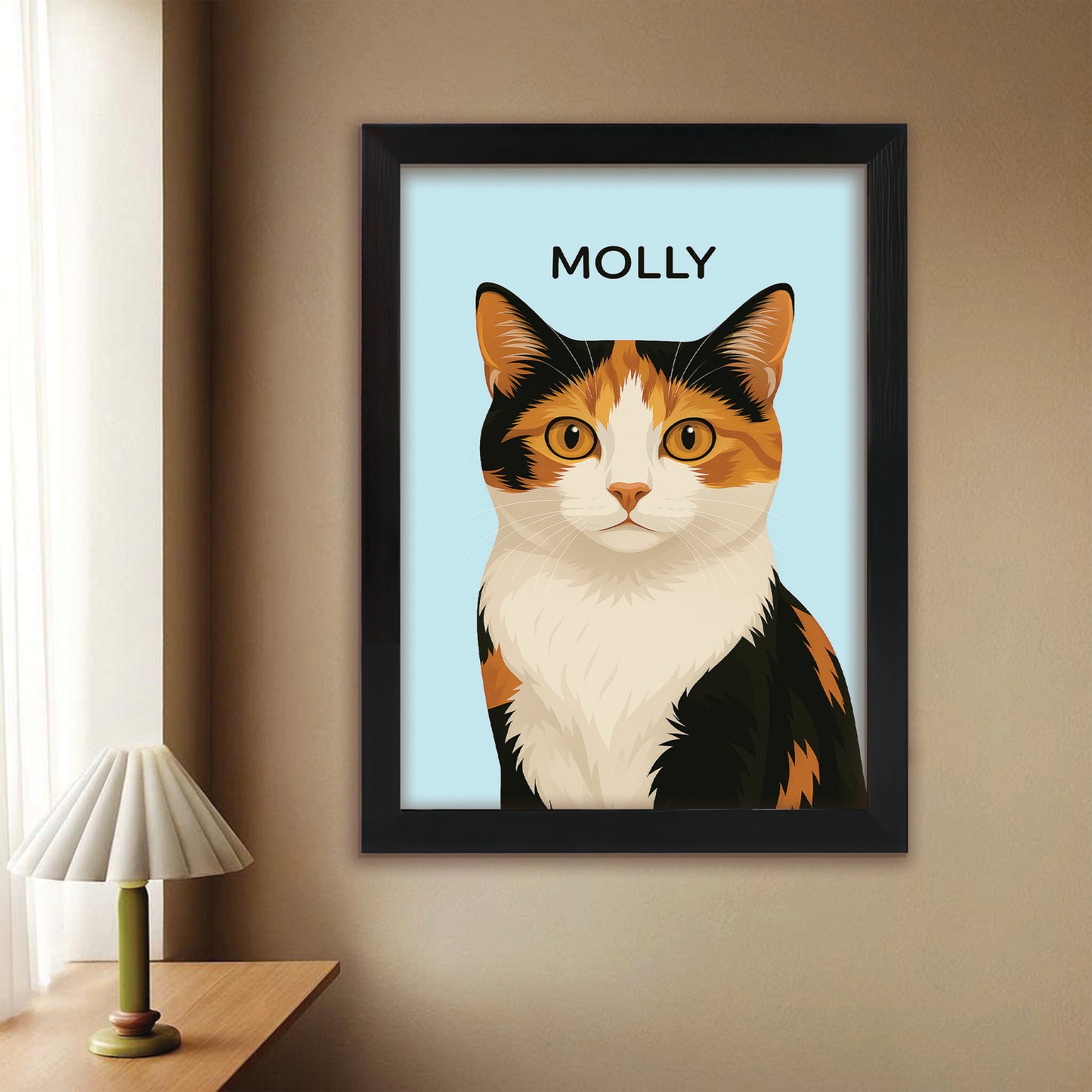 Custom Photo Minimalist Classic Cat Canvas Framed Wall Art Gift For Cat Lovers