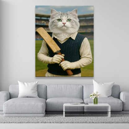Custom Photo Cricket Cat Canvas Gift For Cat Lovers