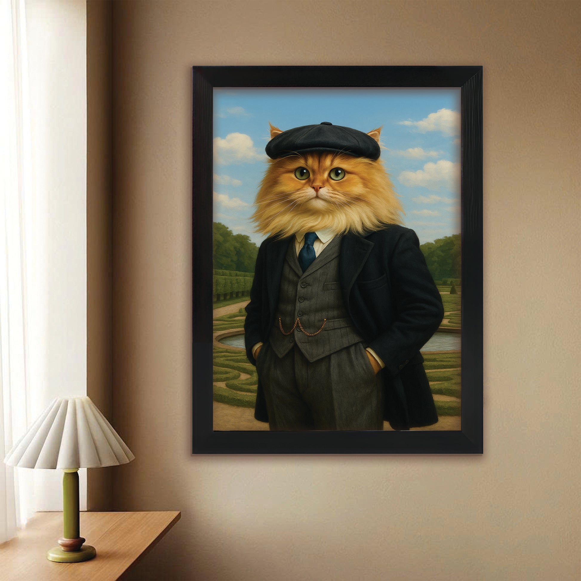 Custom Photo Pawky Blinder Cat Canvas Framed Wall Art