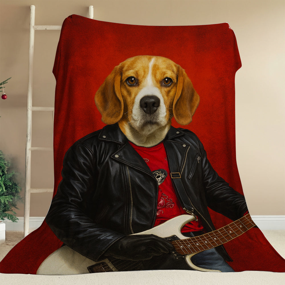 Custom Photo Guitarist Dog BlanketGift For Dog