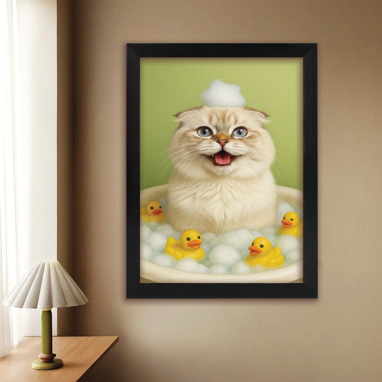 Custom Photo Cat Bathroom Style 25 Canvas Framed Wall Art Gift For Cat Lovers