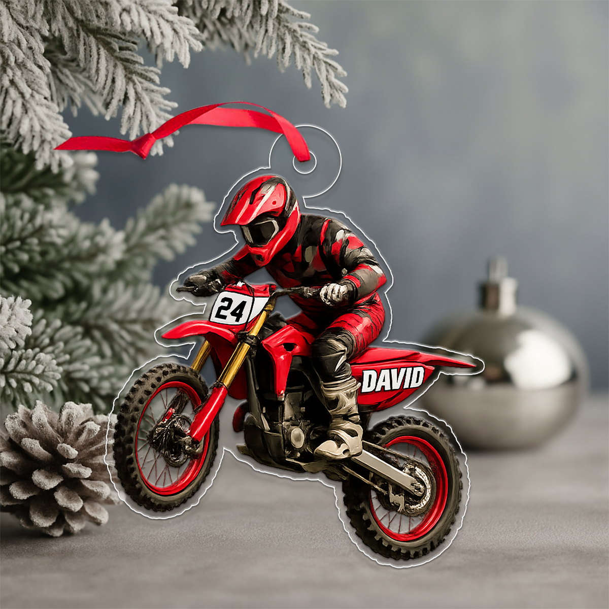 Personalized Motorbike Racing Boy Xmas Acrylic Ornament Christmas Gift