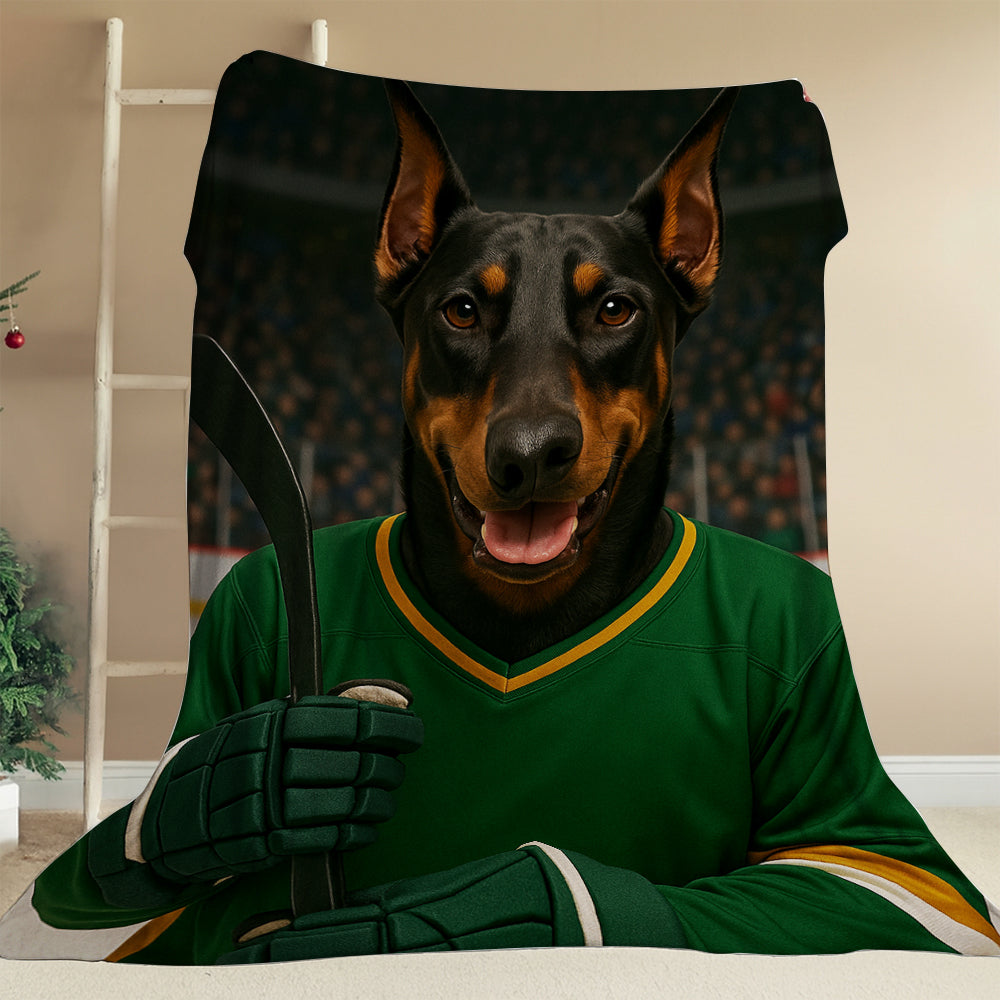 Custom Photo Hockey Player Dog BlanketGift For Dog Lovers