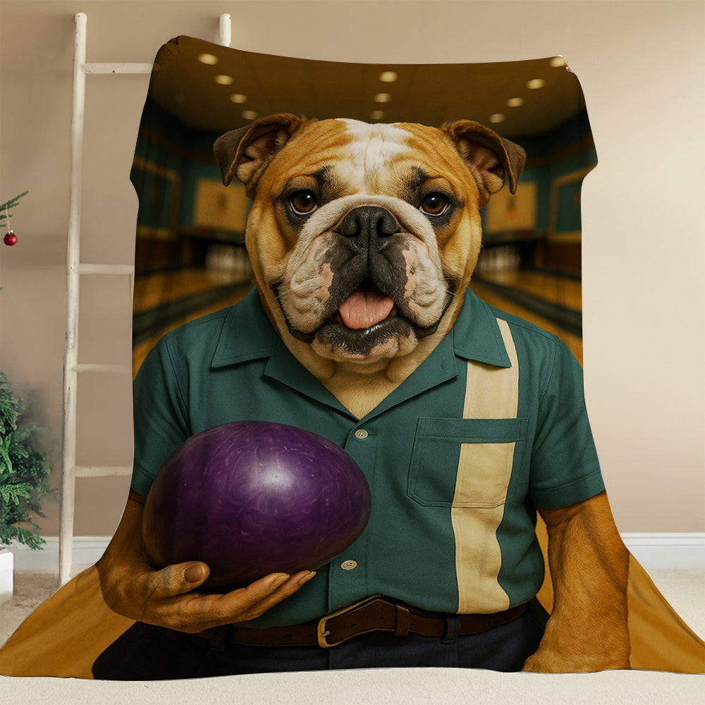 Custom Photo Bowling Dog BlanketGift For Dog Lovers