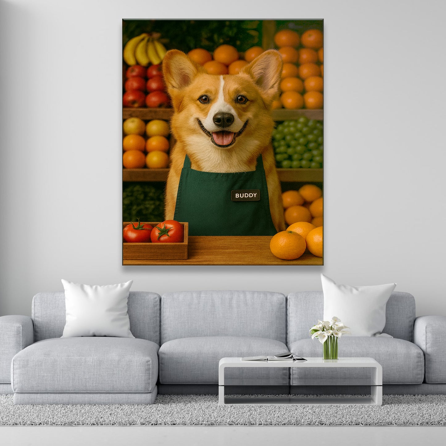 Custom Photo Grocer Store Dog Canvas Gift For Dog Lovers