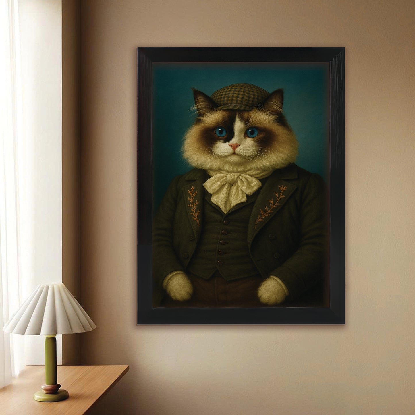 Custom Photo Detective Cat Canvas Framed Wall Art Gift For Cat Lovers