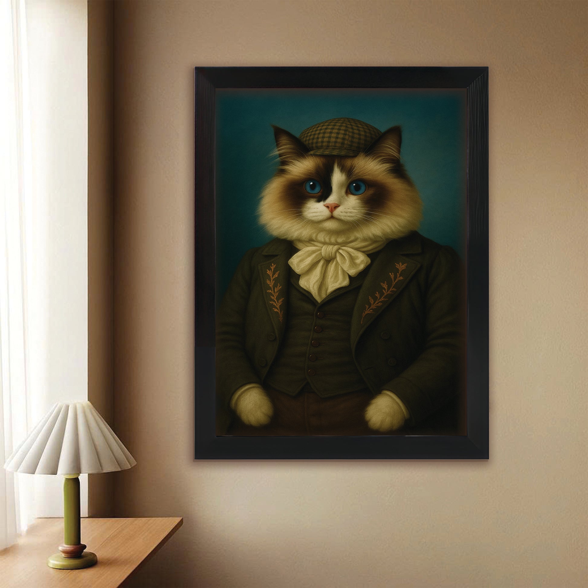 Custom Photo Detective Cat Canvas Framed Wall Art Gift For Cat Lovers