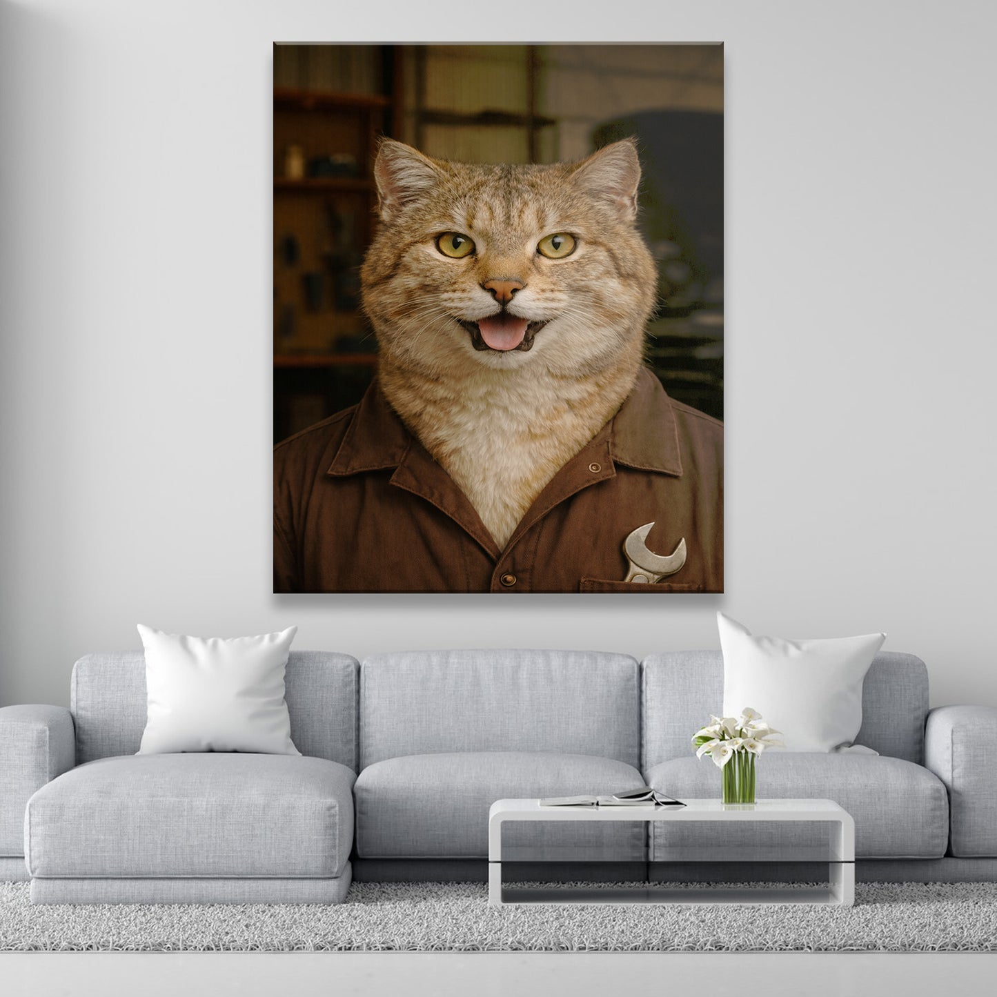 Custom Photo Mechanic Cat Canvas Gift For Cat Lovers