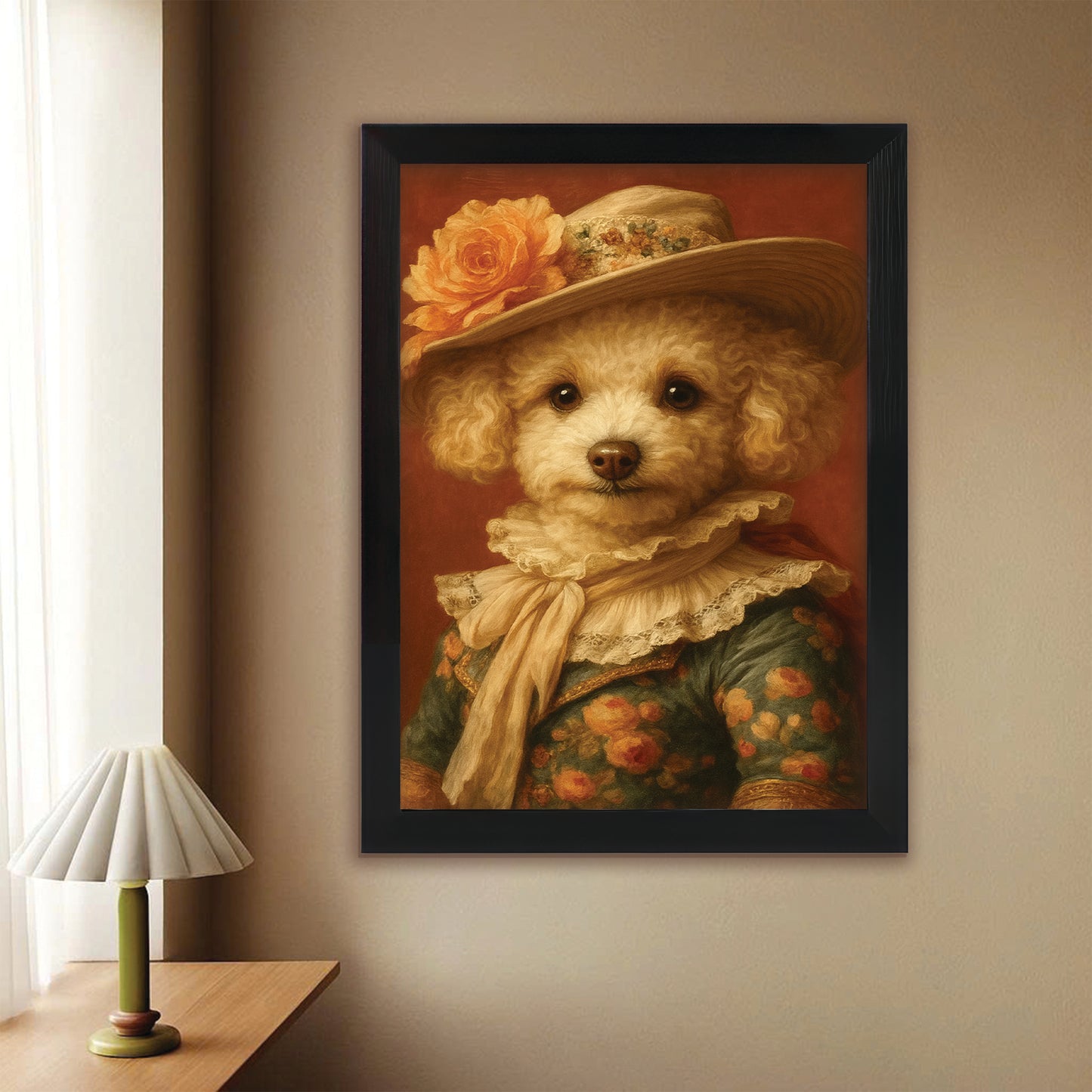 Custom Photo Dog Royal Style 05 Canvas Framed Wall Art Gift For Dog Lovers